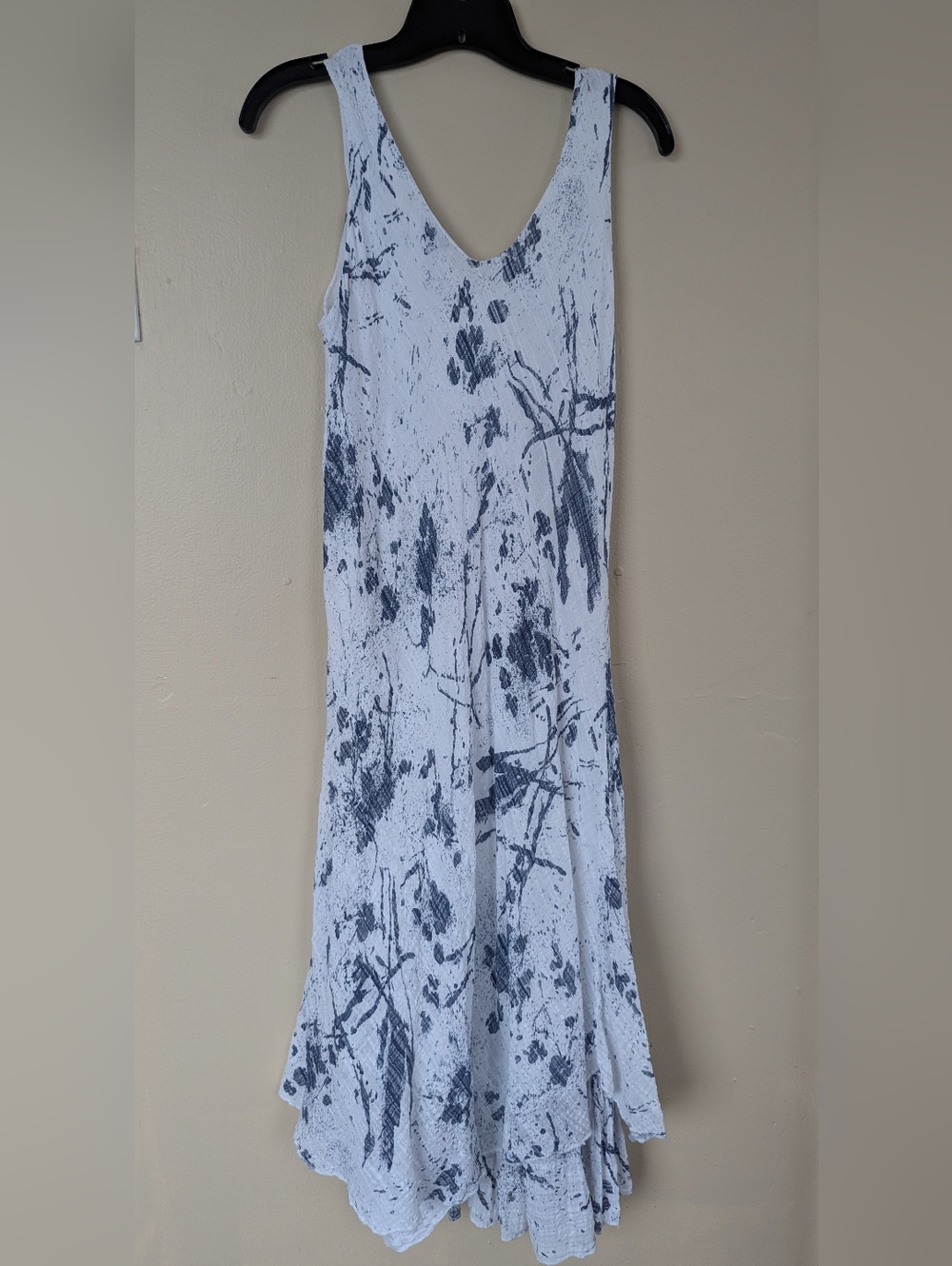 Nina Murati Sleeveless Gray/Navy Blue & White Italian Cotton Dress (SIZE MEDIUM) - Picture 5 of 11